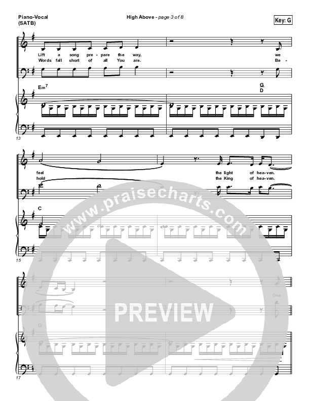 High Above Piano/Vocal (SATB) (Bryan & Katie Torwalt)