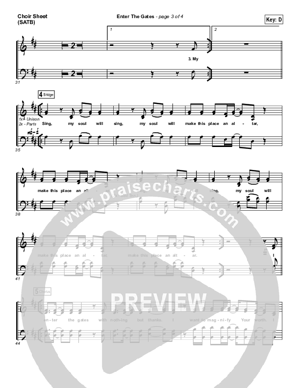 Enter The Gates Choir Sheet (SATB) (Bryan & Katie Torwalt)