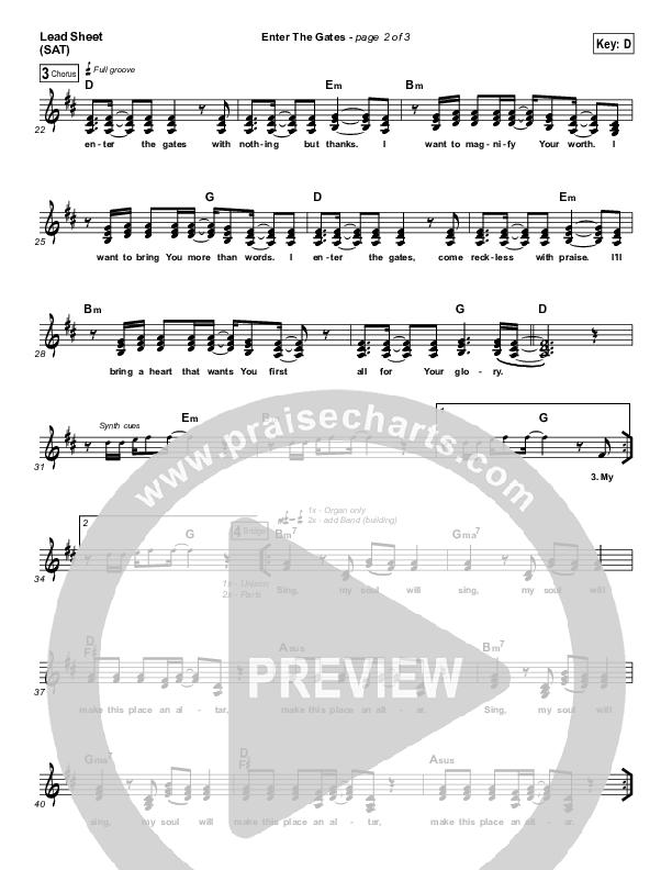 Enter The Gates Lead Sheet (SAT) (Bryan & Katie Torwalt)