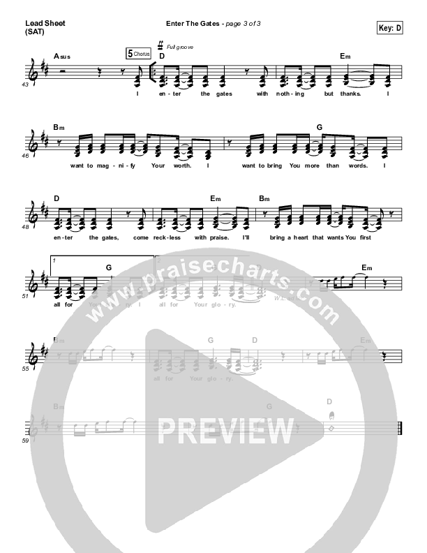 Enter The Gates Lead Sheet (SAT) (Bryan & Katie Torwalt)