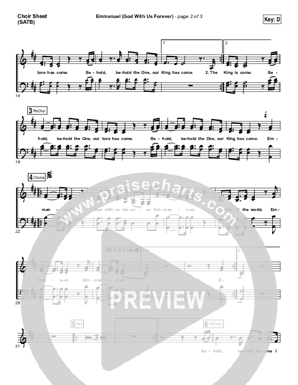 Emmanuel (God With Us Forever) Choir Sheet (SATB) (Bryan & Katie Torwalt)
