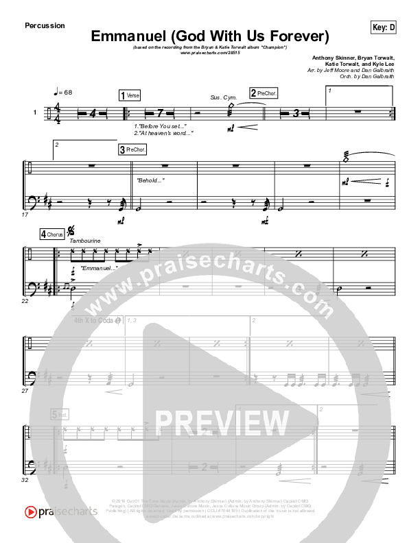 Emmanuel (God With Us Forever) Percussion (Bryan & Katie Torwalt)