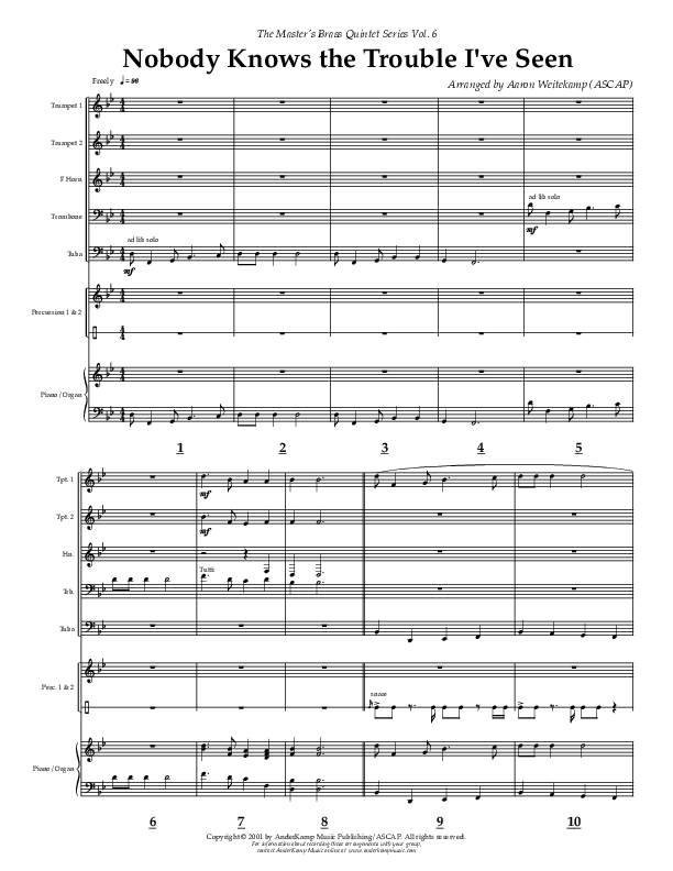Nobody Knows (The Trouble I've Seen) (Instrumental) Conductor's Score (AnderKamp Music)