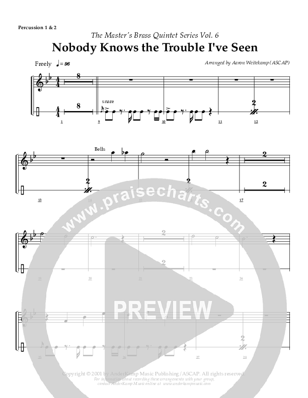 Nobody Knows (The Trouble I've Seen) (Instrumental) Percussion 1/2 (AnderKamp Music)