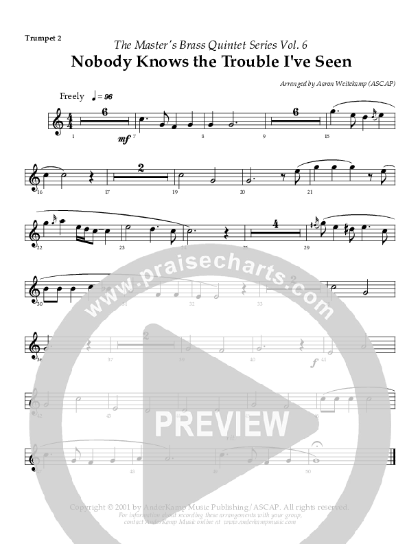 Nobody Knows (The Trouble I've Seen) (Instrumental) Trumpet 2 (AnderKamp Music)