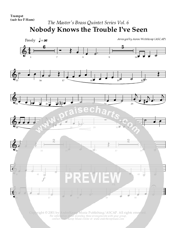 Nobody Knows (The Trouble I've Seen) (Instrumental) Trumpet (AnderKamp Music)