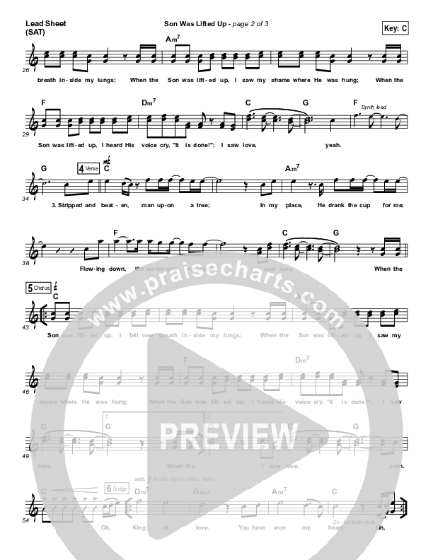 Son Was Lifted Up Lead (SAT) (Leeland)