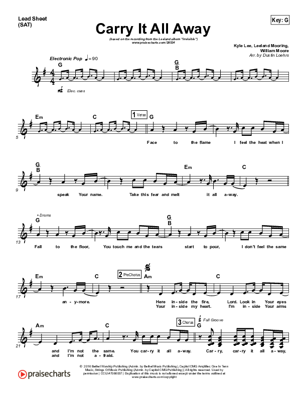 Carry It All Away Lead Sheet (Leeland)