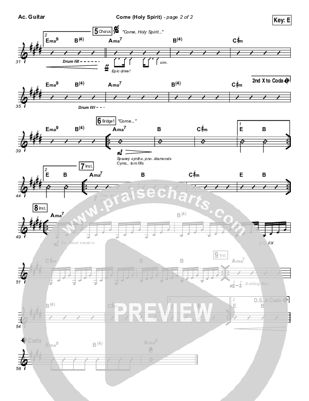 Come (Holy Spirit) Acoustic Guitar (Vertical Worship)