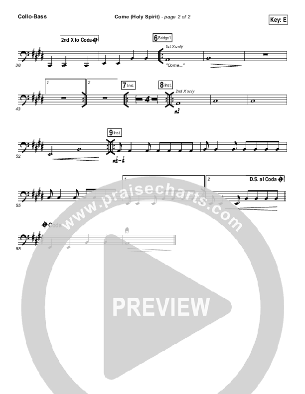 Come (Holy Spirit) Cello/Bass (Vertical Worship)