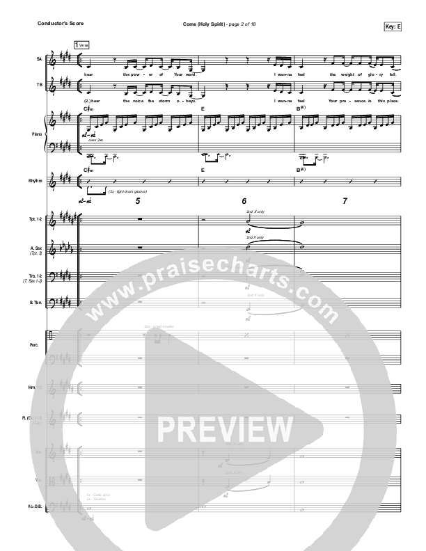 Come (Holy Spirit) Conductor's Score (Vertical Worship)