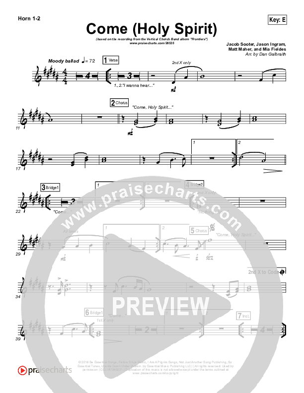 Come (Holy Spirit) French Horn 1/2 (Vertical Worship)