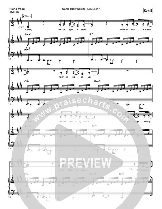 Come (Holy Spirit) Piano/Vocal (SATB) (Vertical Worship)