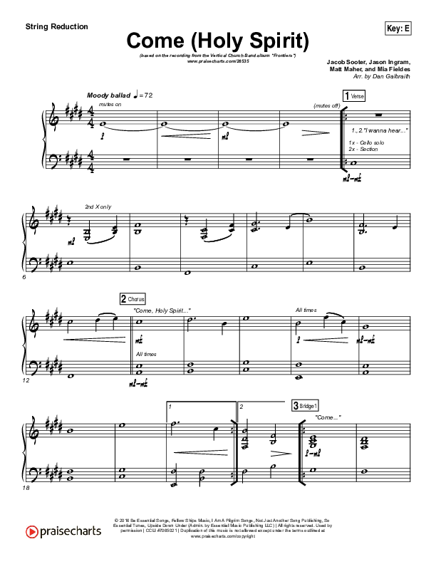 Come (Holy Spirit) String Pack (Vertical Worship)