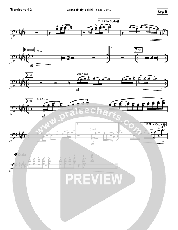 Come (Holy Spirit) Trombone 1/2 (Vertical Worship)