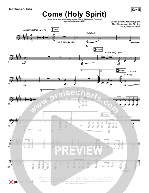 Come (Holy Spirit) Trombone 3/Tuba (Vertical Worship)