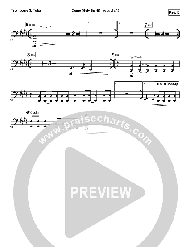 Come (Holy Spirit) Trombone 3/Tuba (Vertical Worship)