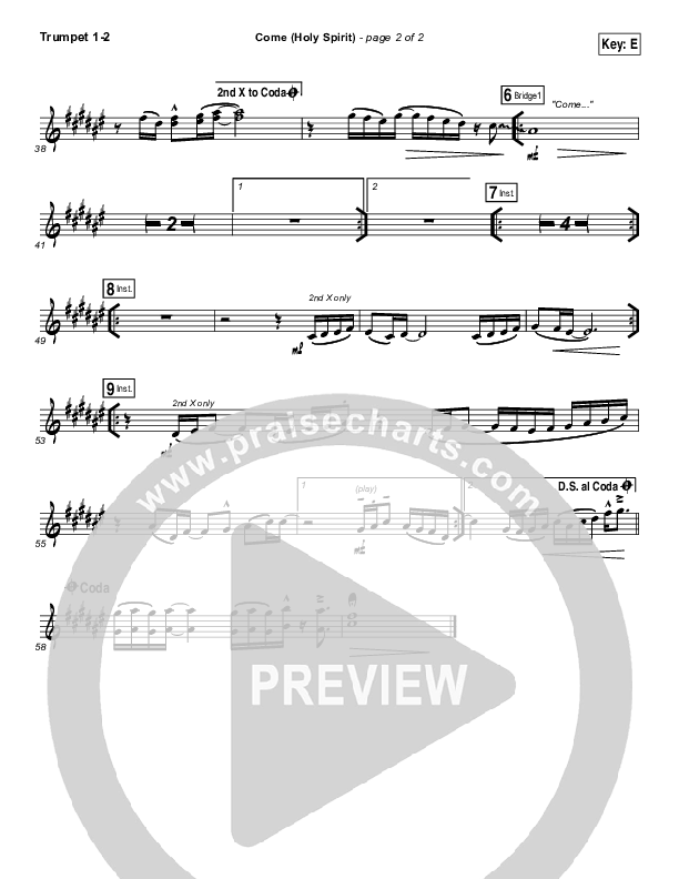 Come (Holy Spirit) Trumpet 1,2 (Vertical Worship)