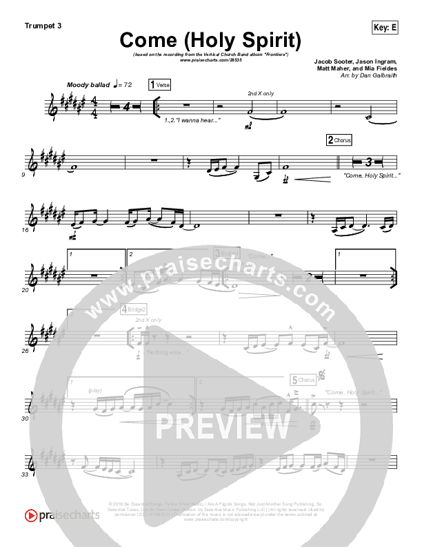 Come (Holy Spirit) Trumpet 3 (Vertical Worship)