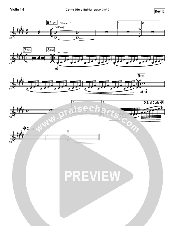 Come (Holy Spirit) Violin 1/2 (Vertical Worship)