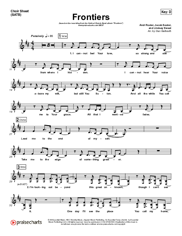 Frontiers Choir Sheet (SATB) (Vertical Worship)