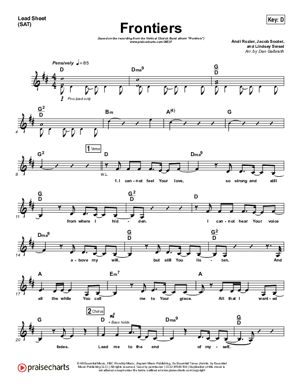 Frontiers Lead Sheet (SAT) (Vertical Worship)