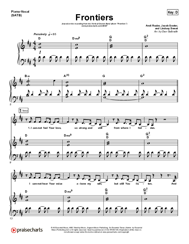 Frontiers Piano/Vocal (SATB) (Vertical Worship)