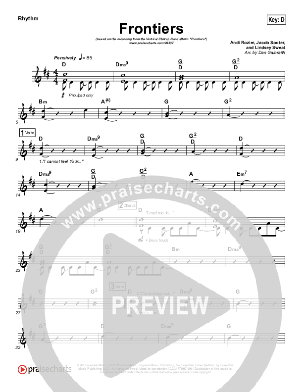 Frontiers Rhythm Chart (Vertical Worship)