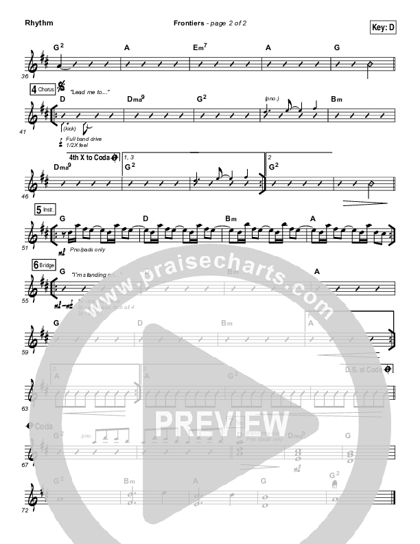 Frontiers Rhythm Chart (Vertical Worship)