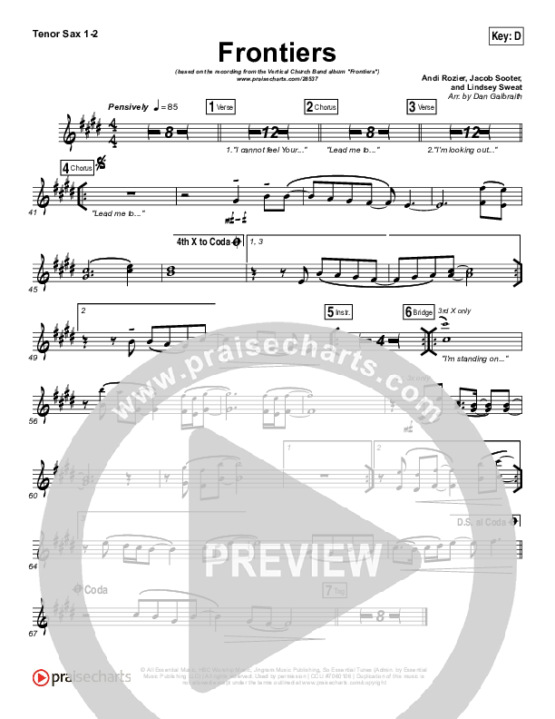 Frontiers Tenor Sax 1/2 (Vertical Worship)