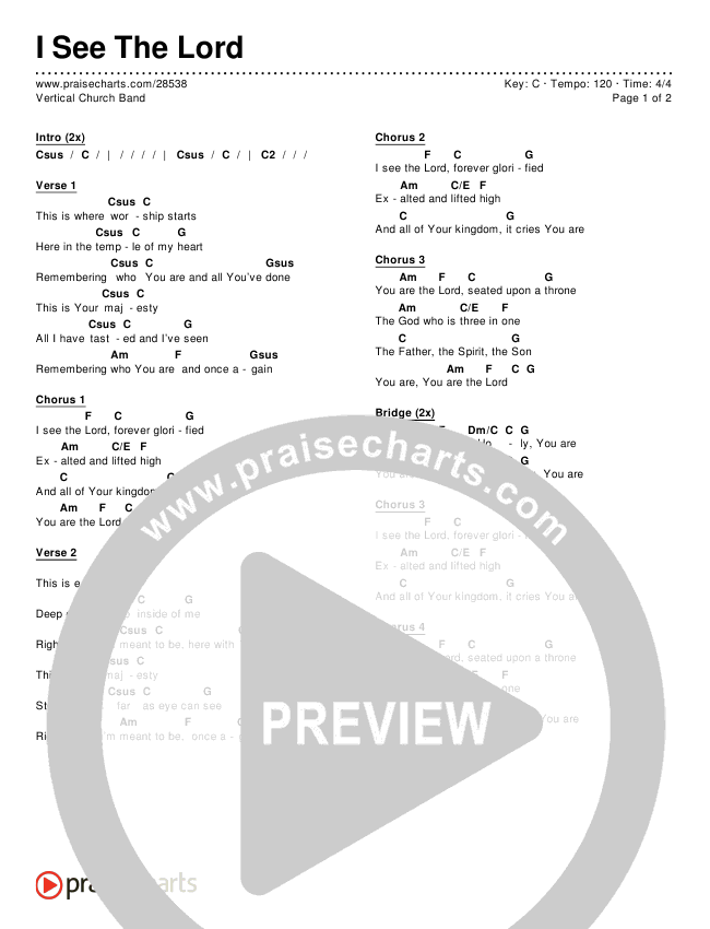 I See The Lord Chords & Lyrics (Vertical Worship)