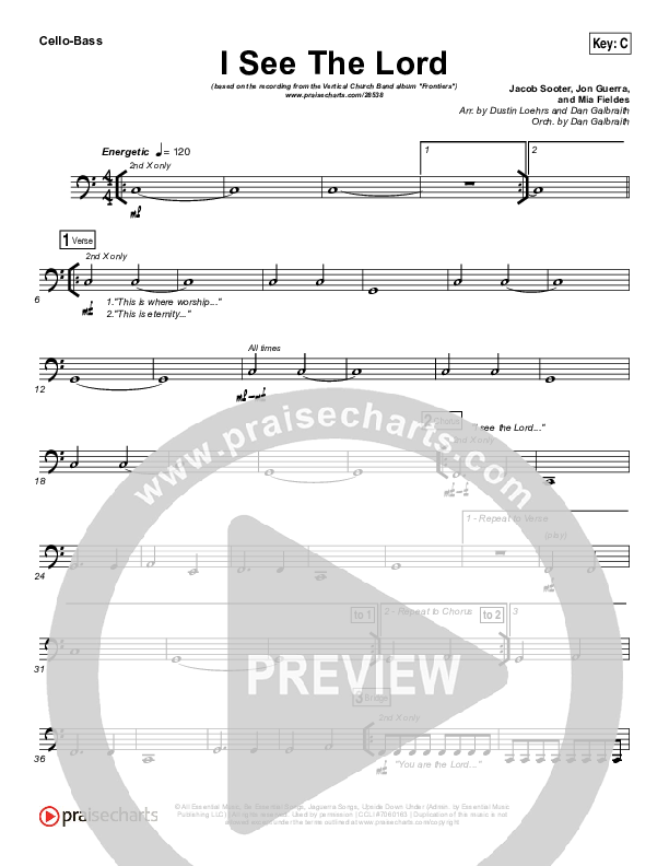 I See The Lord Cello/Bass (Vertical Worship)