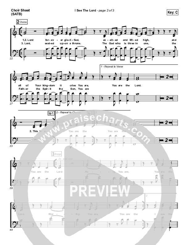 I See The Lord Choir Sheet (SATB) (Vertical Worship)
