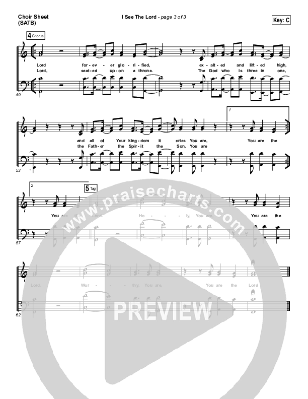 I See The Lord Choir Vocals (SATB) (Vertical Worship)