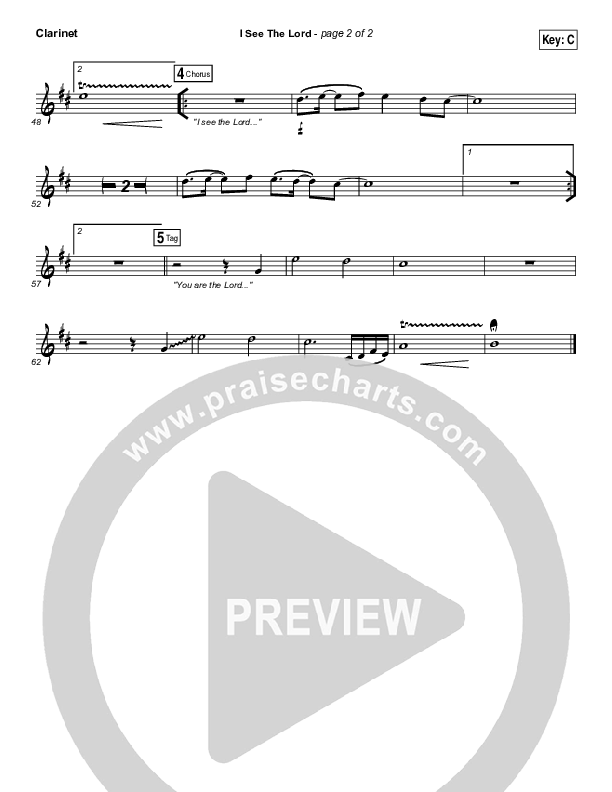 I See The Lord Clarinet (Vertical Worship)