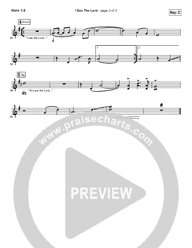 I See The Lord French Horn 1/2 (Vertical Worship)