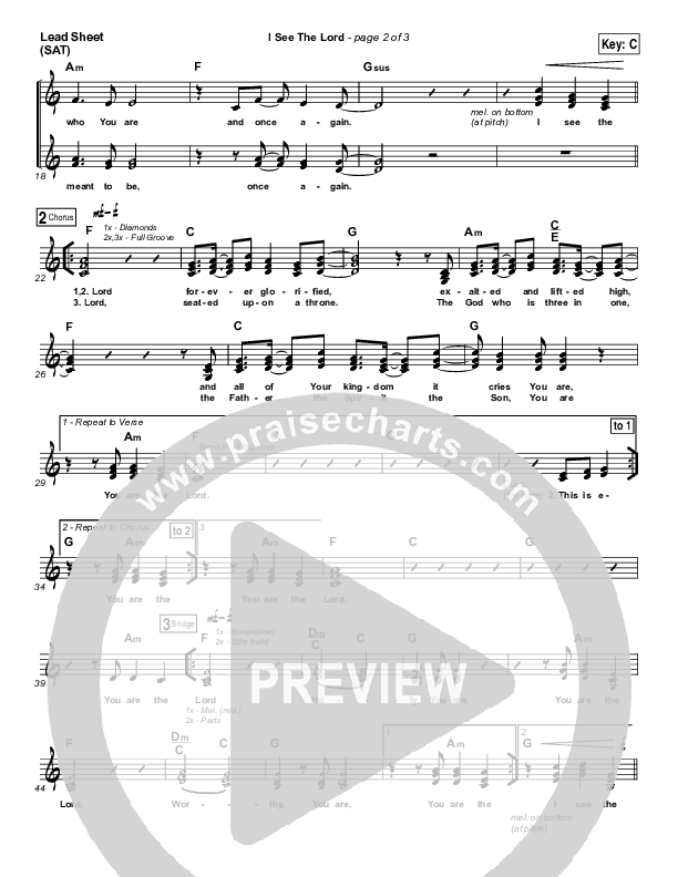 I See The Lord Lead Sheet (SAT) (Vertical Worship)