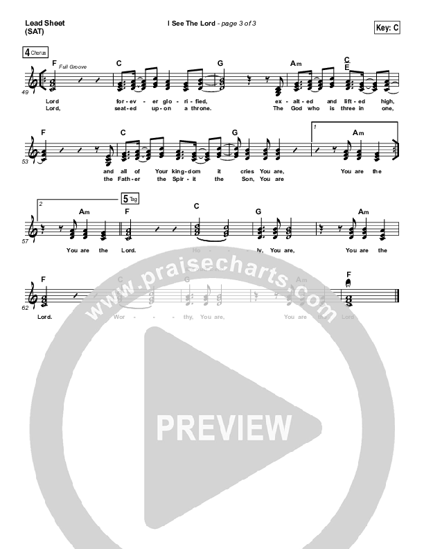 I See The Lord Lead Sheet (SAT) (Vertical Worship)