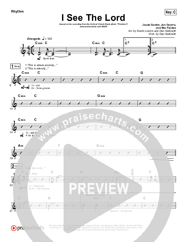 I See The Lord Rhythm Chart (Vertical Worship)