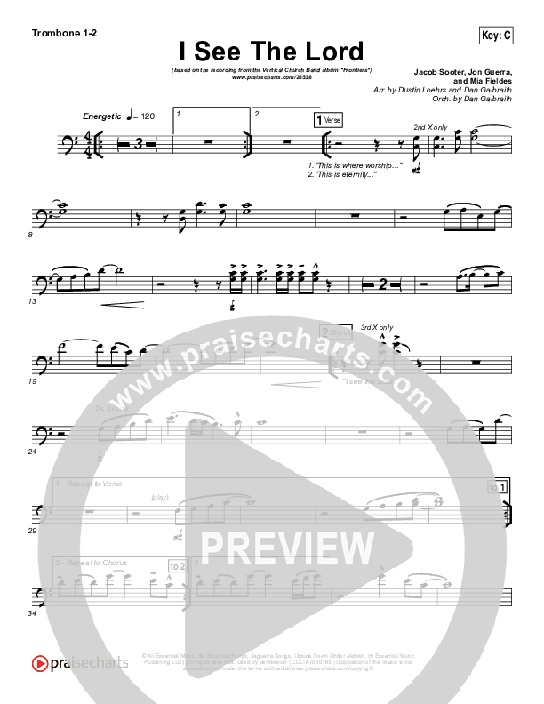 I See The Lord Trombone 1/2 (Vertical Worship)