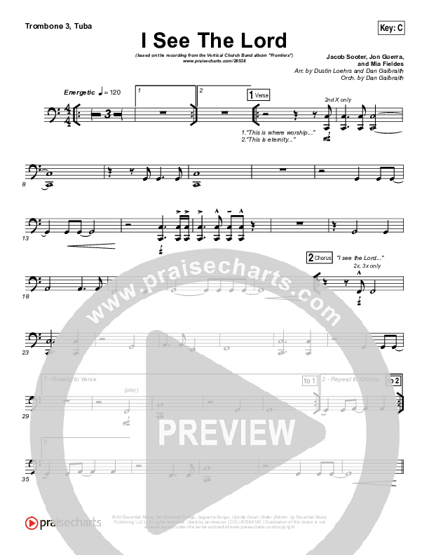 I See The Lord Trombone 3/Tuba (Vertical Worship)