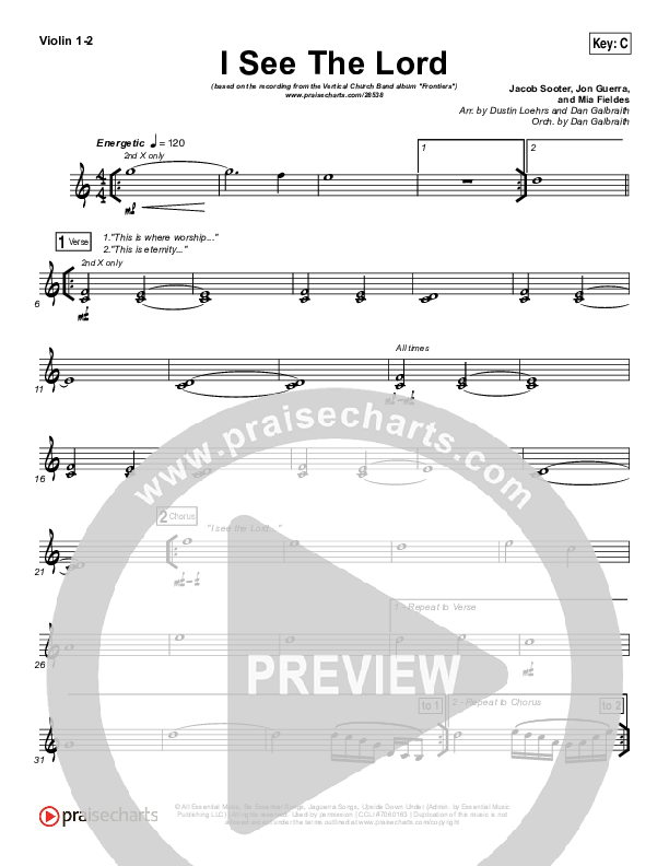 I See The Lord Violin 1/2 (Vertical Worship)