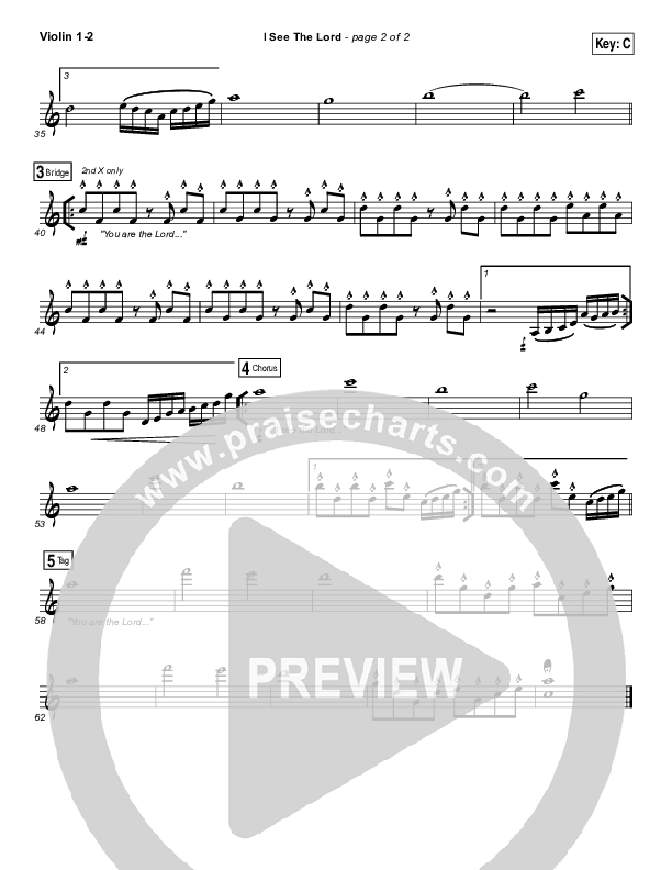 I See The Lord Violin 1/2 (Vertical Worship)