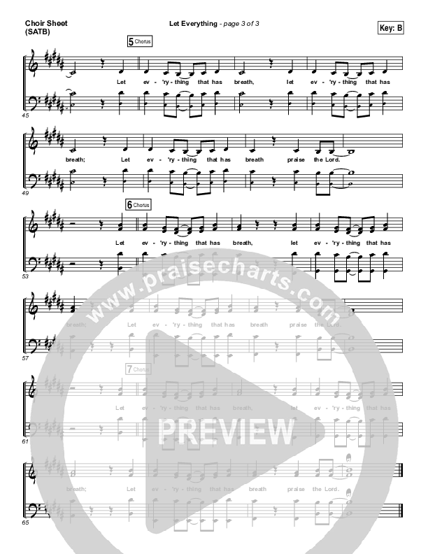 Let Everything Choir Sheet (SATB) (Vertical Worship)