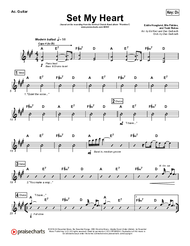 Set My Heart Acoustic Guitar (Vertical Worship)