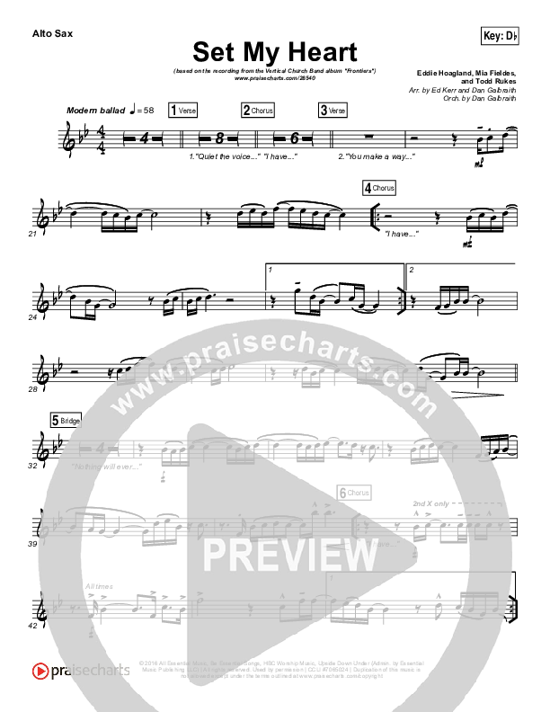 Set My Heart Alto Sax (Vertical Worship)