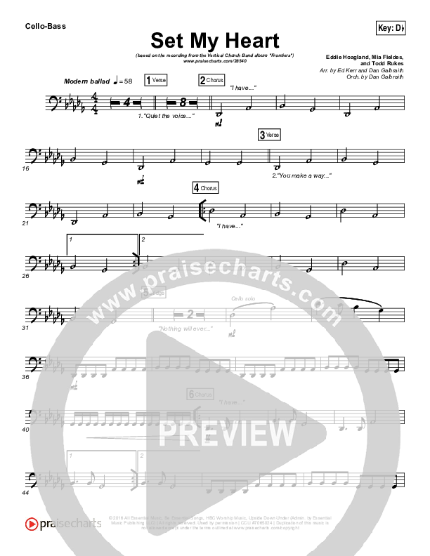 Set My Heart Cello/Bass (Vertical Worship)