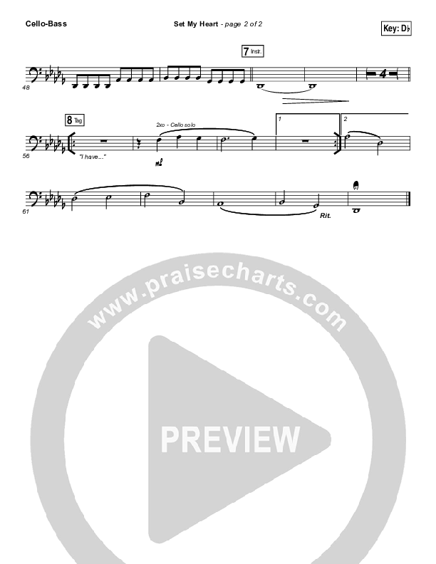 Set My Heart Cello/Bass (Vertical Worship)