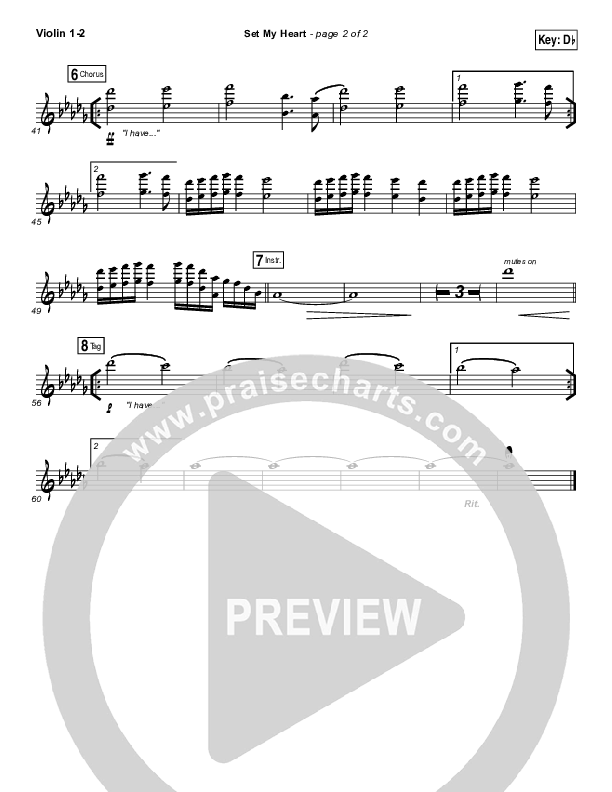 Set My Heart Violin 1/2 (Vertical Worship)