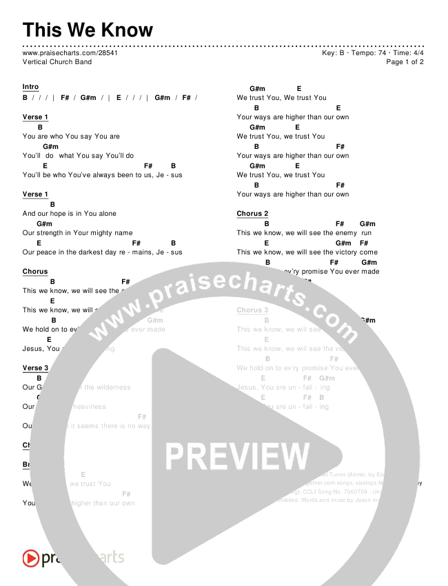 This We Know Chords & Lyrics (Vertical Worship)